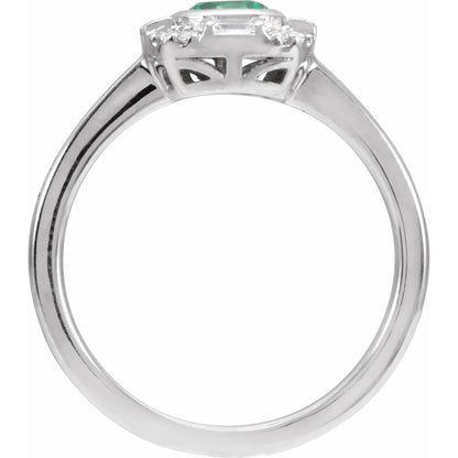 14K Natural Emerald & 1/6 CTW Natural Diamond Ring