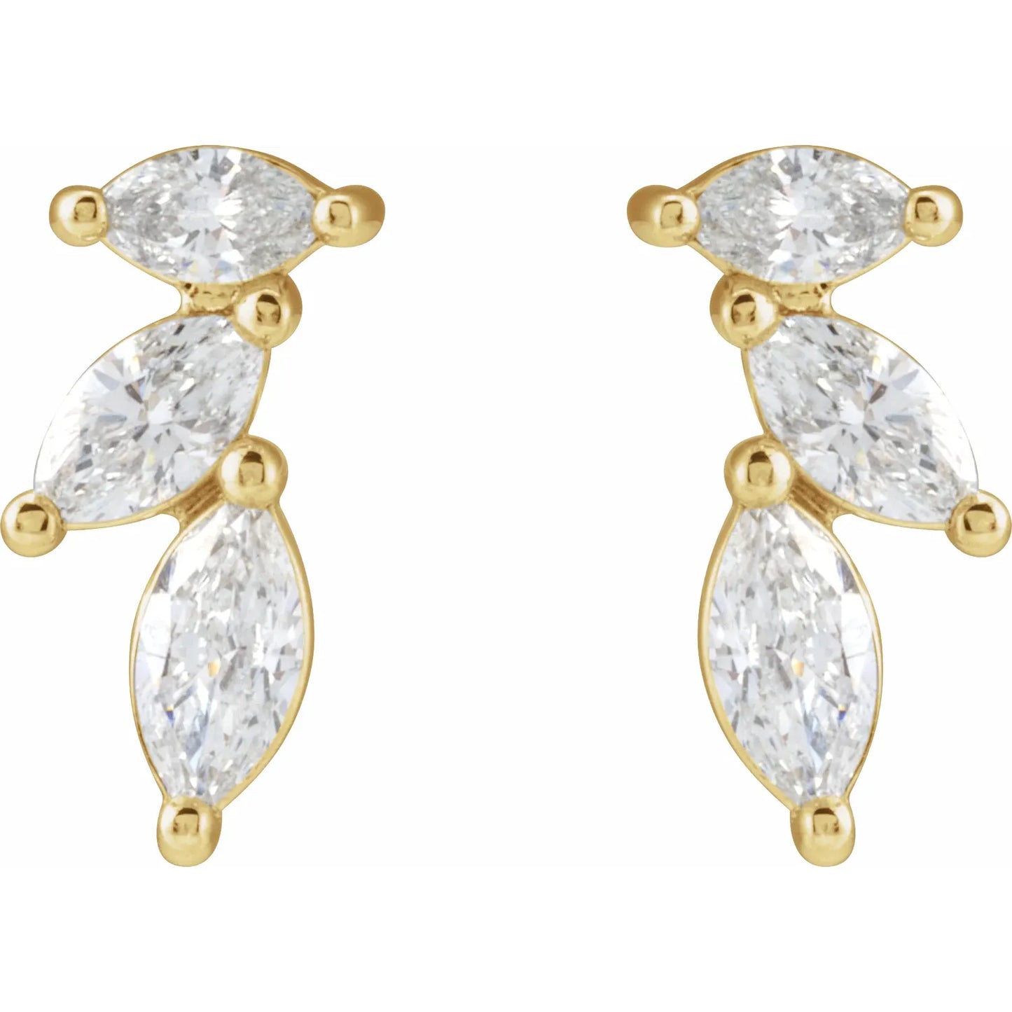14K Yellow 1/3 CTW Natural Diamond Nature-Inspired Earrings