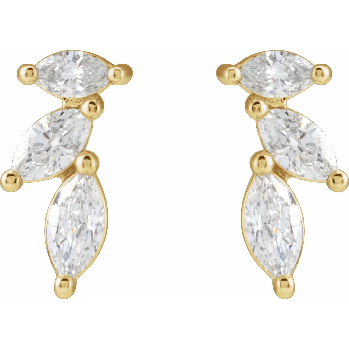 14K Yellow 1/3 CTW Natural Diamond Nature-Inspired Earrings