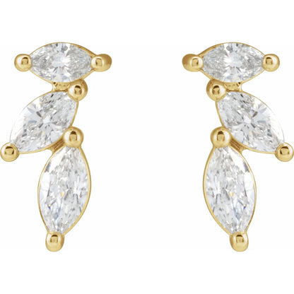 14K Yellow 1/3 CTW Natural Diamond Nature-Inspired Earrings