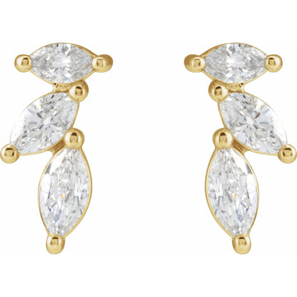 14K Yellow 1/3 CTW Natural Diamond Nature-Inspired Earrings