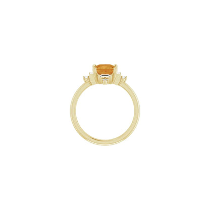 14K Natural Citrine & 1/5 CTW Natural Diamond Geometric Ring