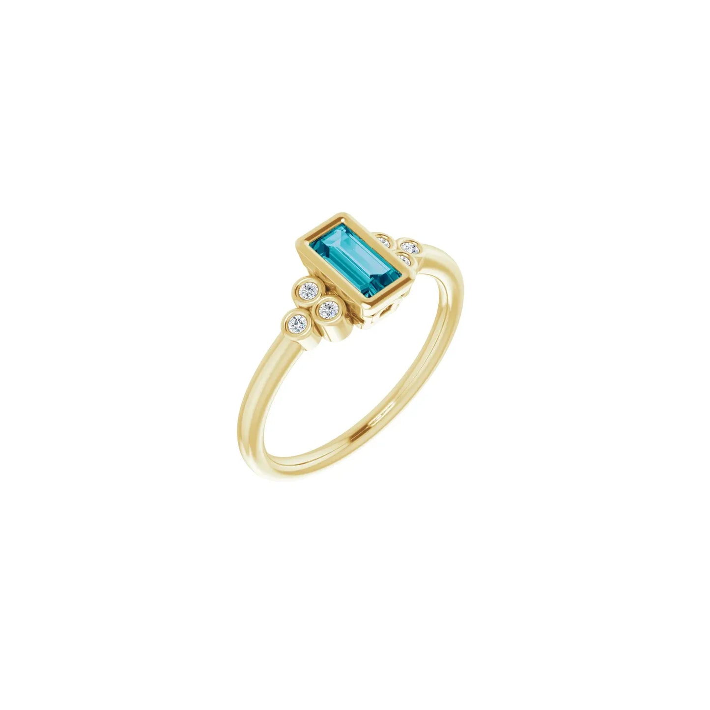 14K Yellow Natural London Blue Topaz & .06 CTW Natural Diamond Ring