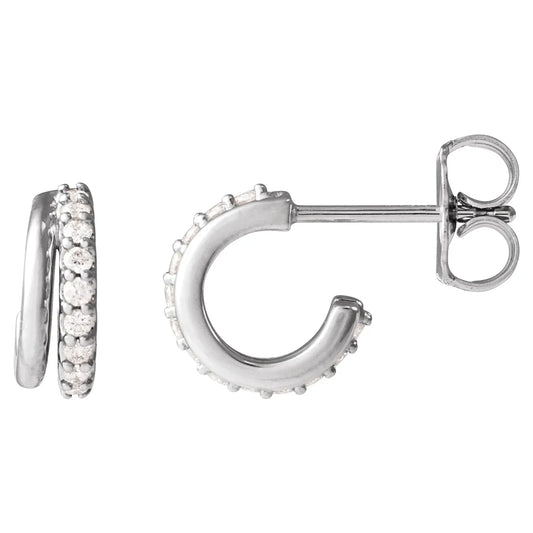 14K 1/6 CTW Natural Diamond Hoop Earrings