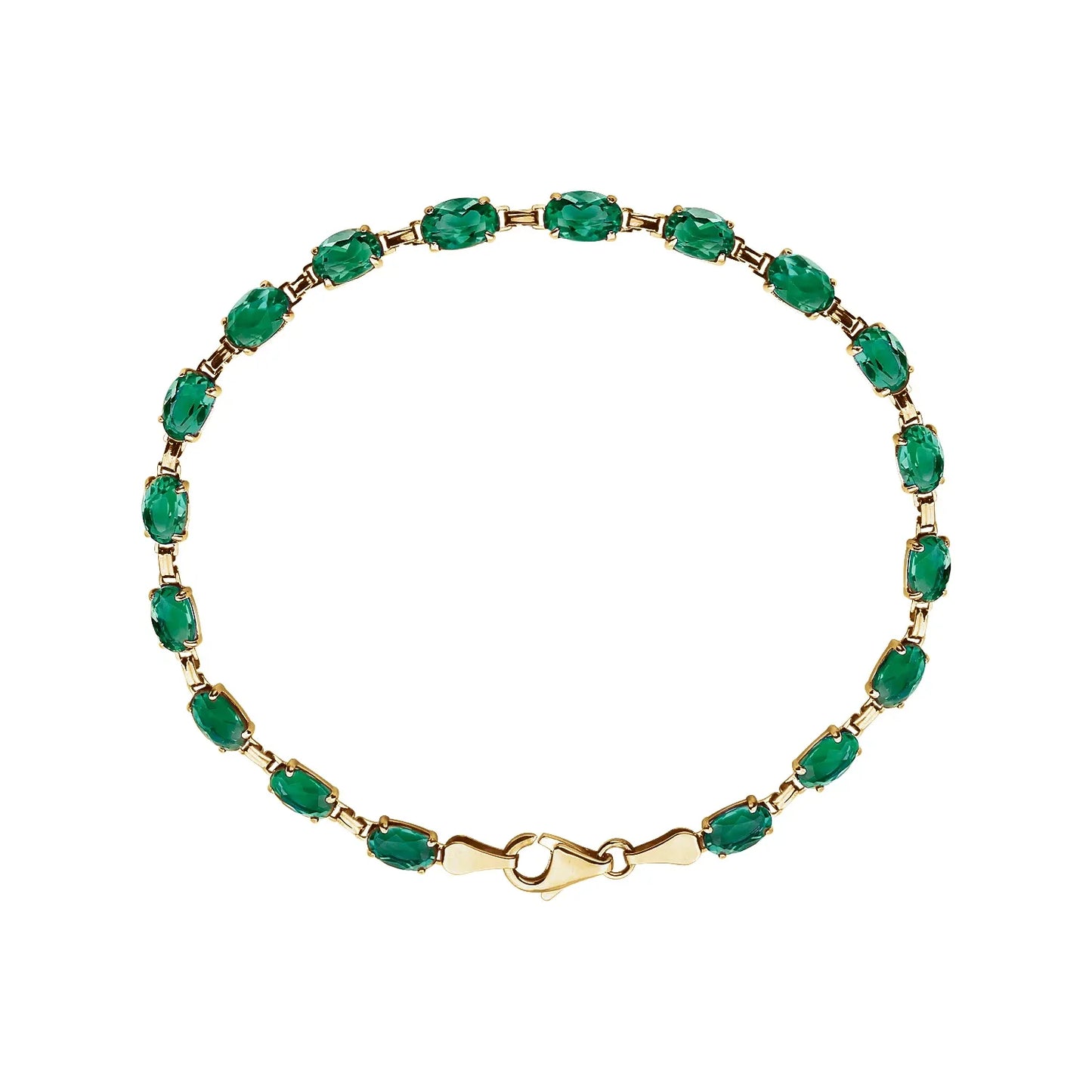 14K Yellow Lab-Grown Emerald 7.25" Bracelet