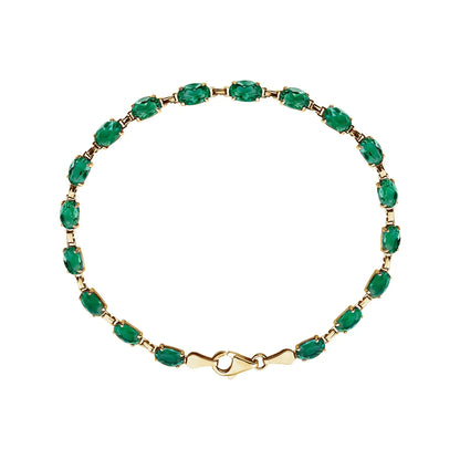 14K Yellow Lab-Grown Emerald 7.25" Bracelet