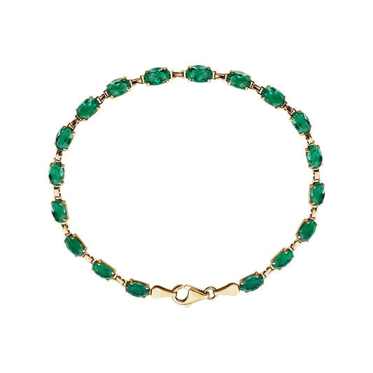 14K Yellow Lab-Grown Emerald 7.25" Bracelet