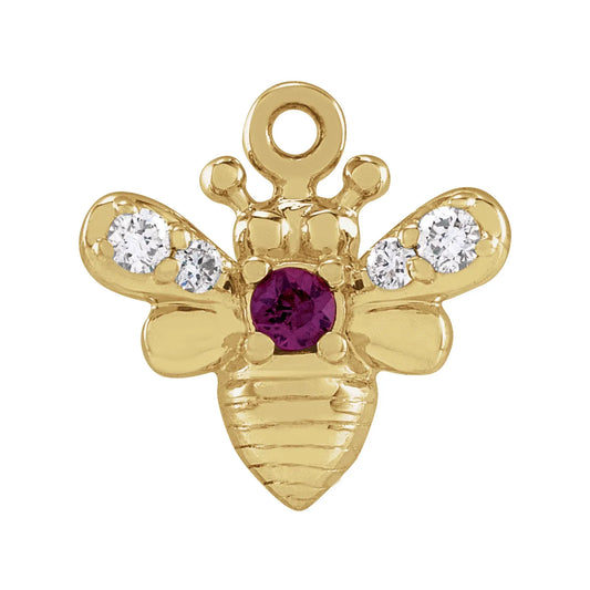 14K Natural Ruby & .05 CTW Natural Diamond Bee Dangle