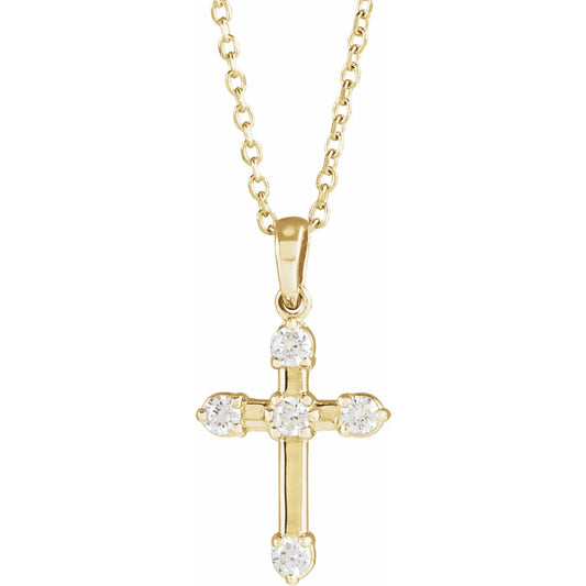 14K 1/6 CTW Natural Diamond Cross Necklace