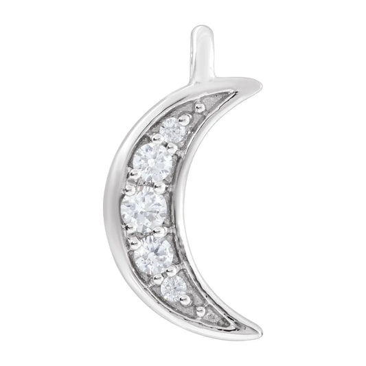 14K .04 CTW Natural Diamond Crescent Moon Dangle