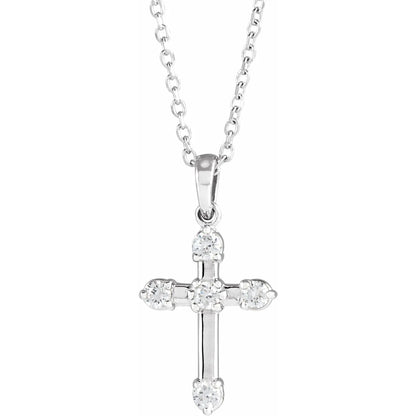 14K 1/6 CTW Natural Diamond Cross Necklace