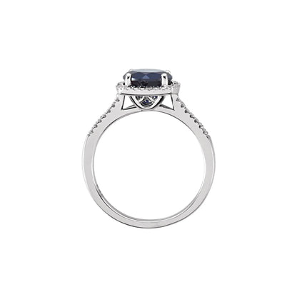 Lab Grown Blue Sapphire & .01 CTW Natural Diamond Ring