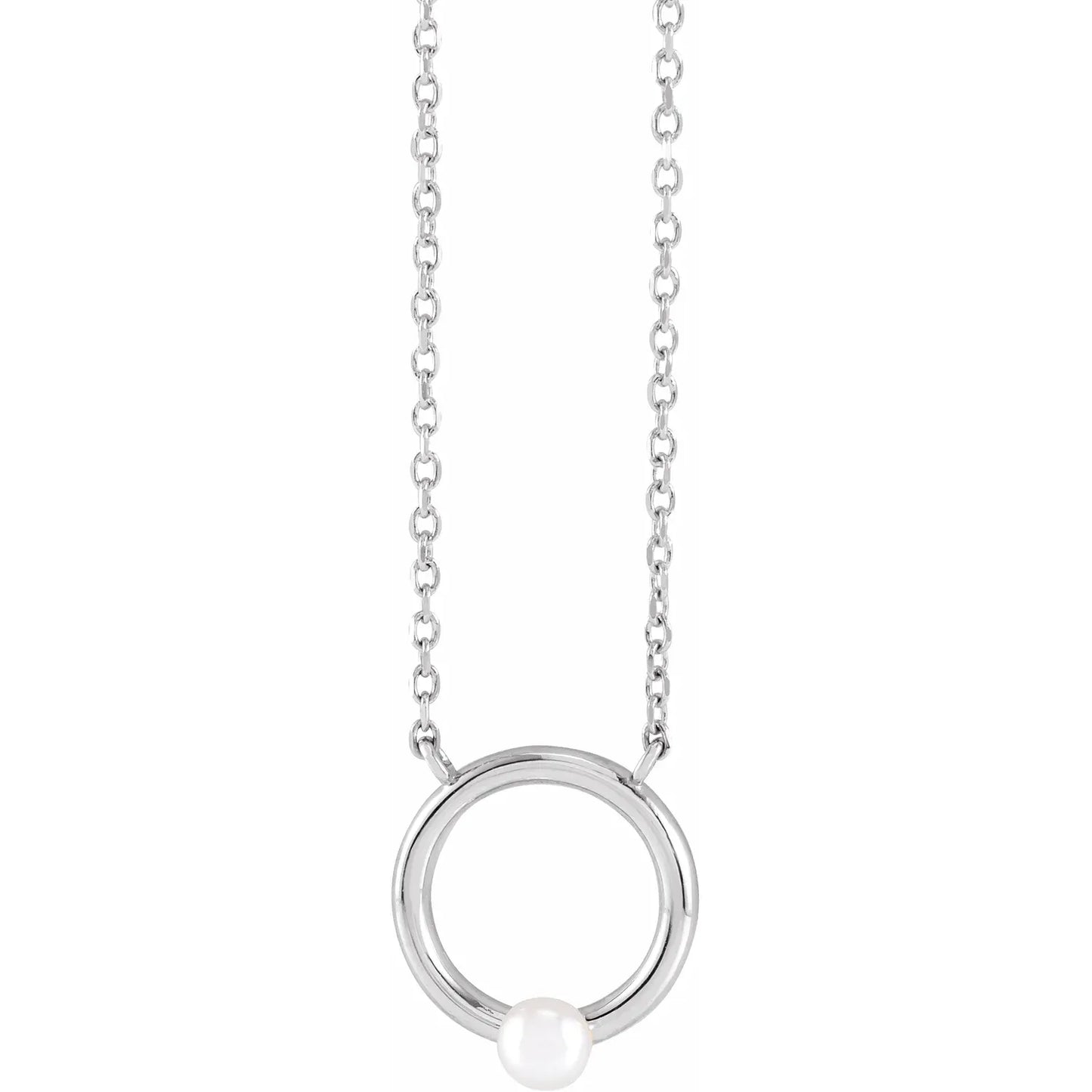 14K Cultured Seed Pearl Circle Necklace