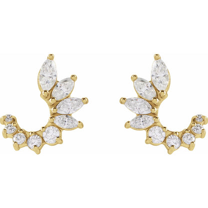 14K 1/2 CTW Natural Diamond Front-Back Earrings