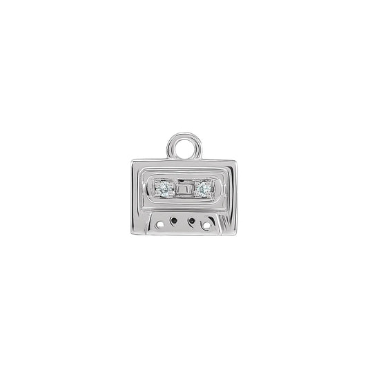 14K .01 CTW Natural Diamond Radio Cassette Dangle