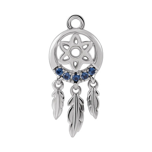 14K Natural Blue Sapphire Dream Catcher Dangle