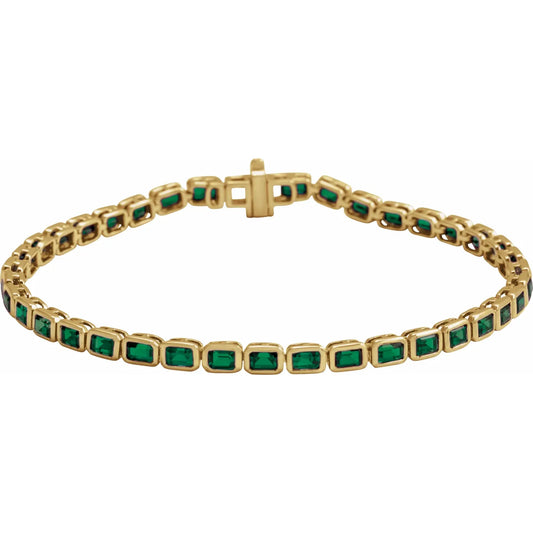 14K Yellow Natural Tsavorite Garnet Line 7" Bracelet