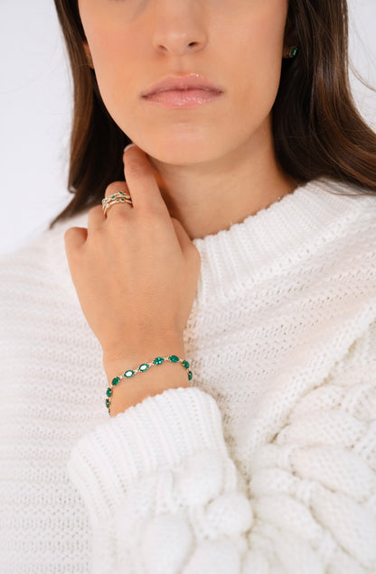 14K Yellow Lab-Grown Emerald 7.25" Bracelet