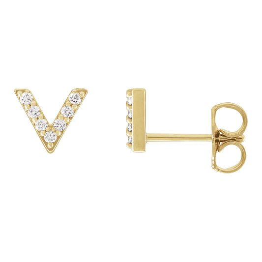 14K 1/10 CTW Natural Diamond V Earrings