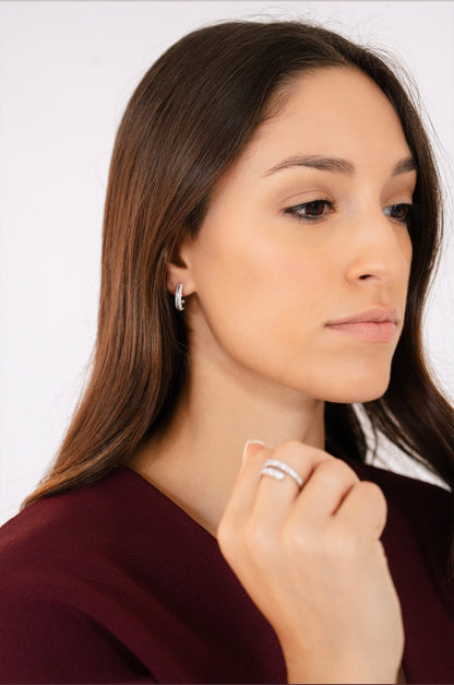14K 5/8 CTW Natural Diamond Hoop Earrings