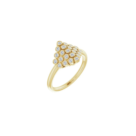 14K 1/3 CTW Natural Diamond Bezel-Set Cluster Ring