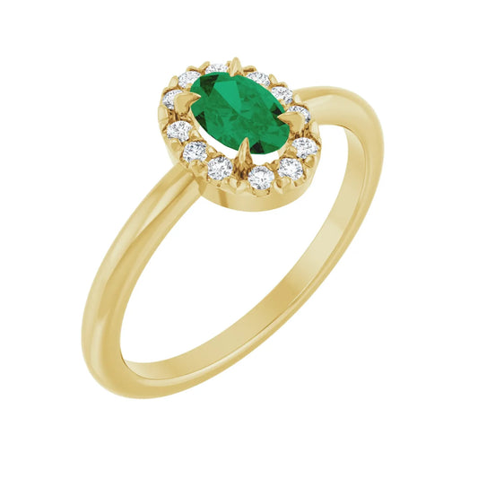 14K French-Set Halo-Style Ring