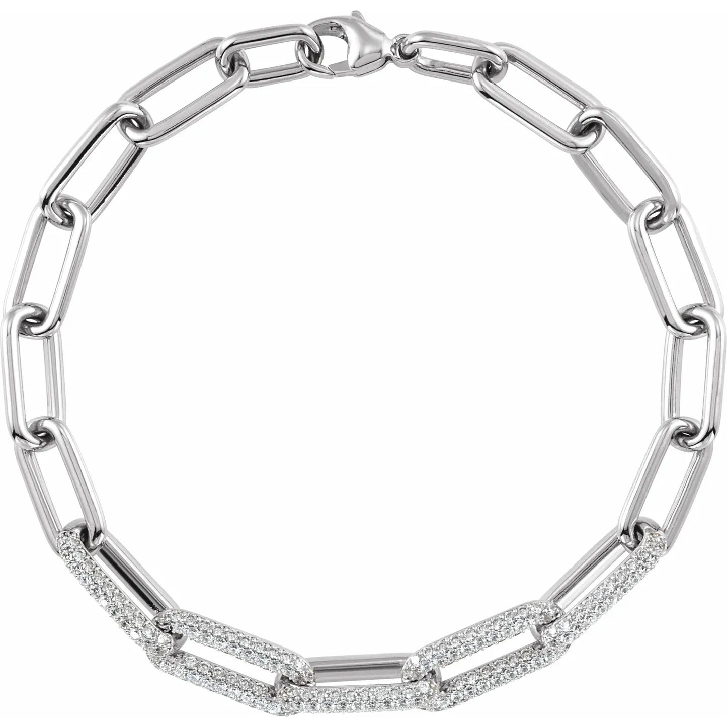 14K 1 1/2 CTW Lab-Grown Diamond Paperclip-Style 7" Bracelet