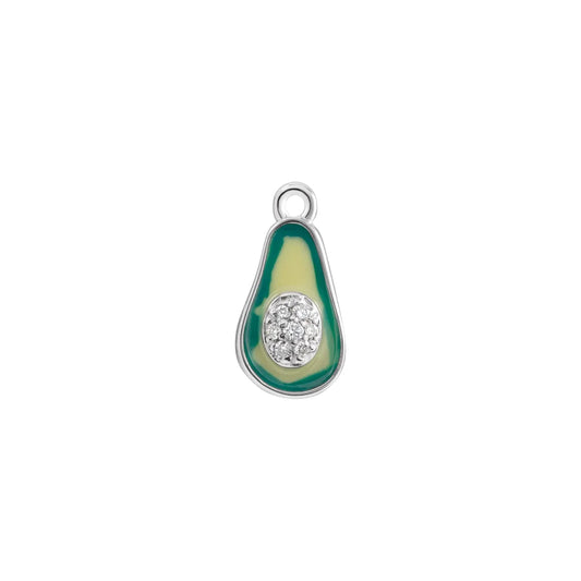 14K .025 CTW Natural Diamond Green Enamel Avocado Dangle