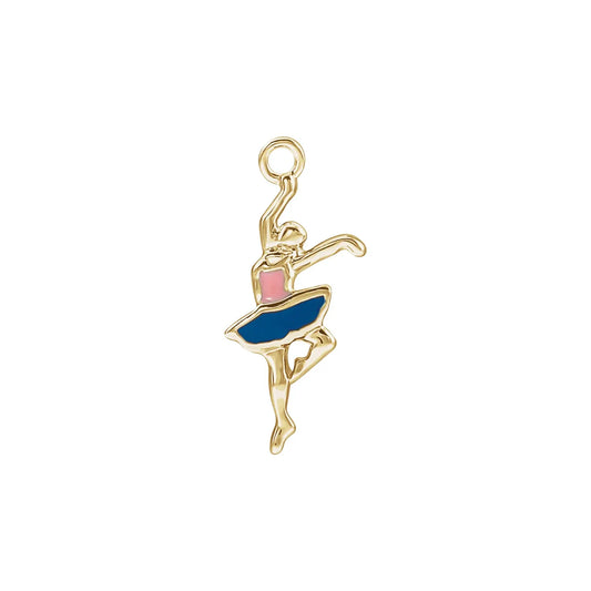 14K Pink & Blue Enamel Dancer Dangle