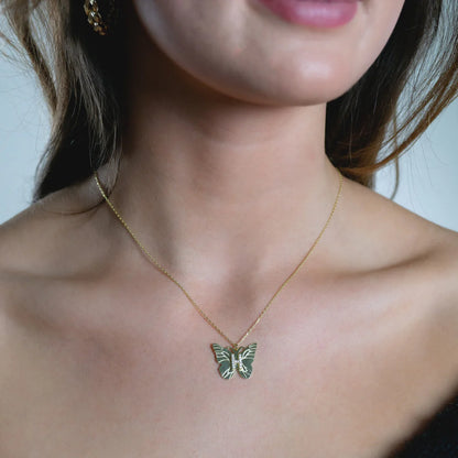 Butterfly and Crystal Necklace
