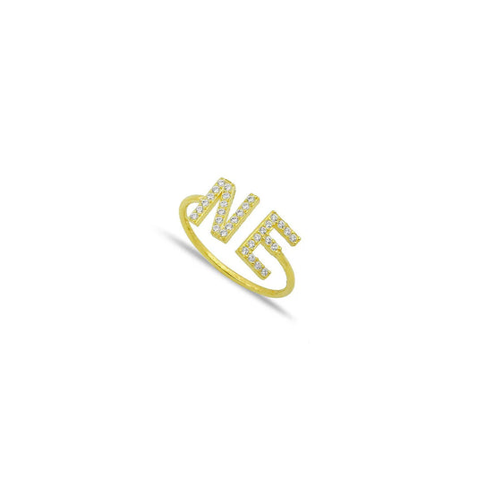 Water Resistant Custom Open Initial Ring
