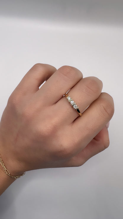 14K 1/6 CTW Natural Diamond Three-Stone Ring
