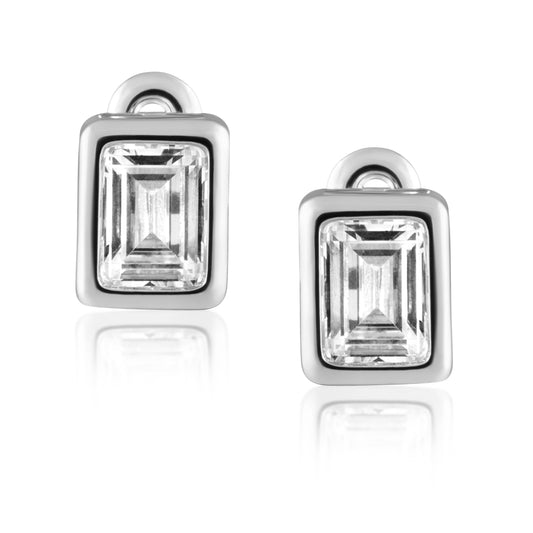 Laurel Bezel Stud: Silver