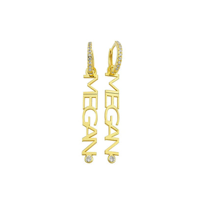 Water Resistant Custom Name Huggie Vertical Earrings