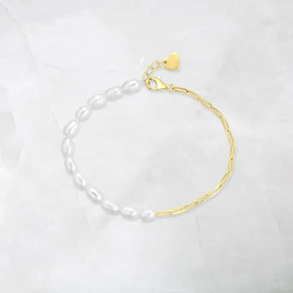 Paperclip and Pearl Bracelet