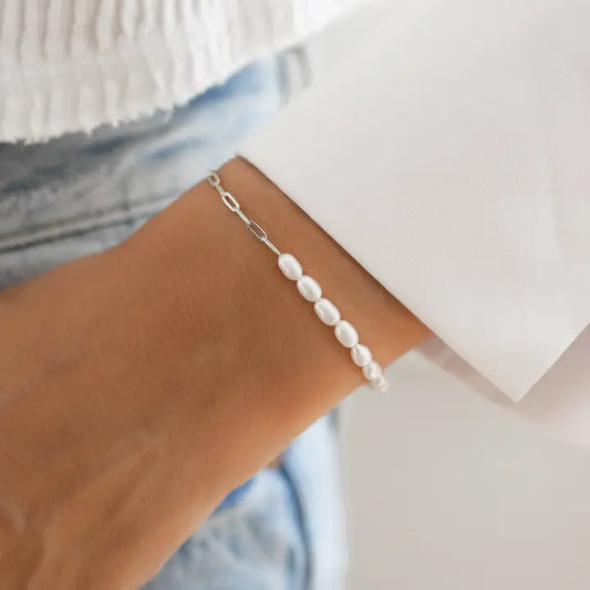 Paperclip and Pearl Bracelet