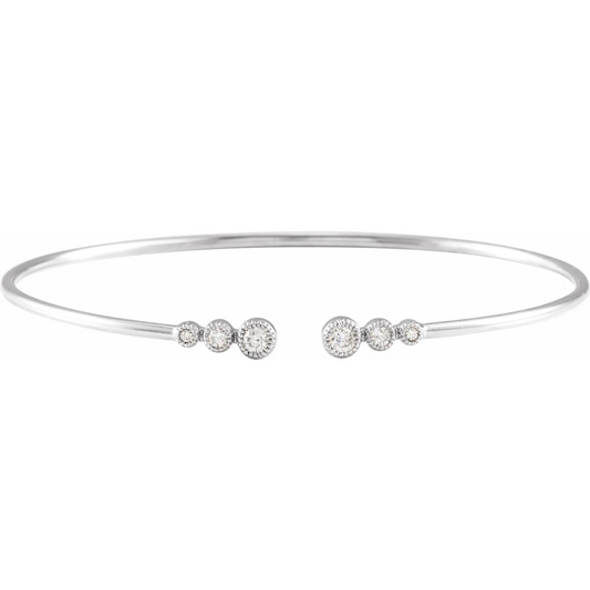 14K White 1/4 CTW Natural Diamond Cuff 7" Bracelet