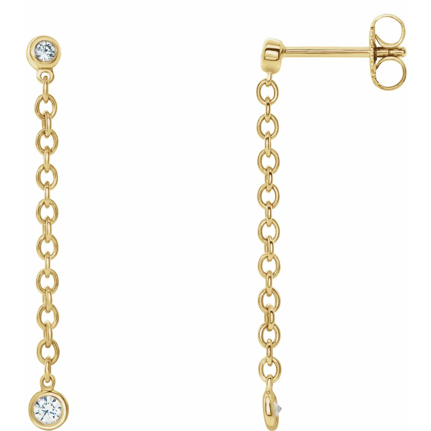 14K Yellow  1/5 CTW Natural Diamond Hinged Hoop Chain Earrings