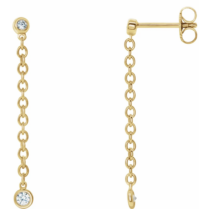 14K Yellow  1/5 CTW Natural Diamond Hinged Hoop Chain Earrings