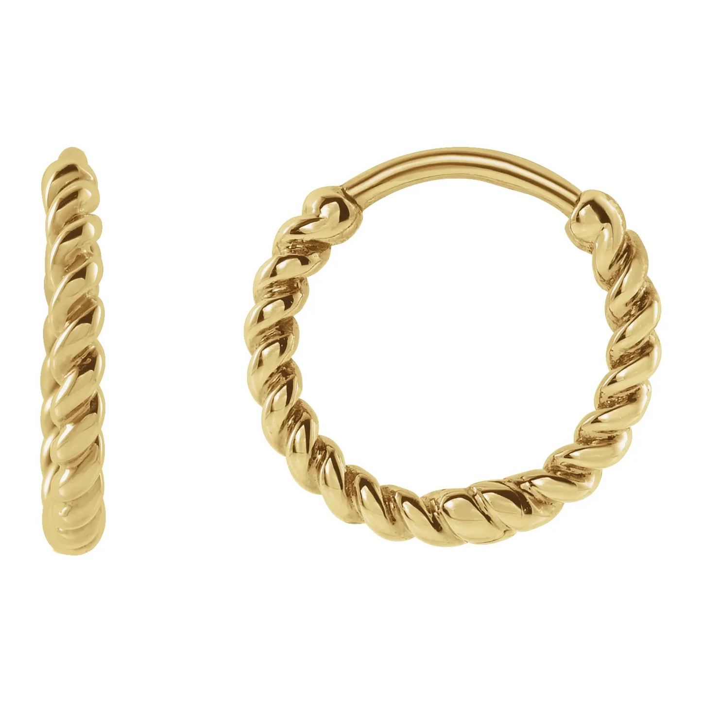 14K Yellow Rope 11 mm Hoop Earrings