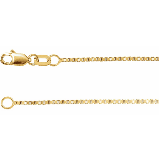 14K Yellow 1 mm Box 7" Chain