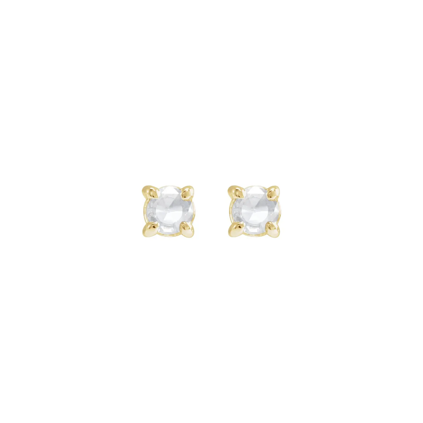14K Yellow .06 CT Rose-Cut Natural Diamond Press Fit Back Stud Earring