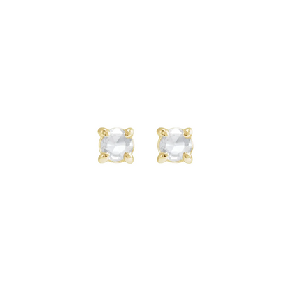 14K Yellow .06 CT Rose-Cut Natural Diamond Press Fit Back Stud Earring