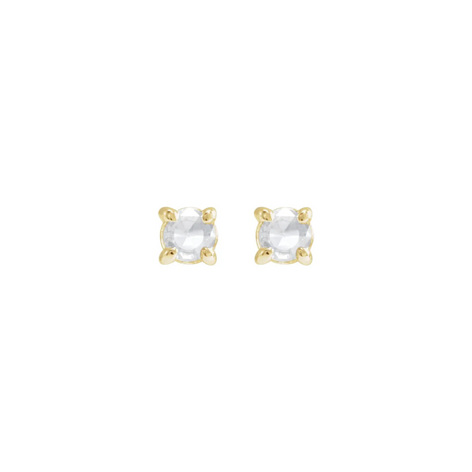 14K Yellow .06 CT Rose-Cut Natural Diamond Press Fit Back Stud Earring