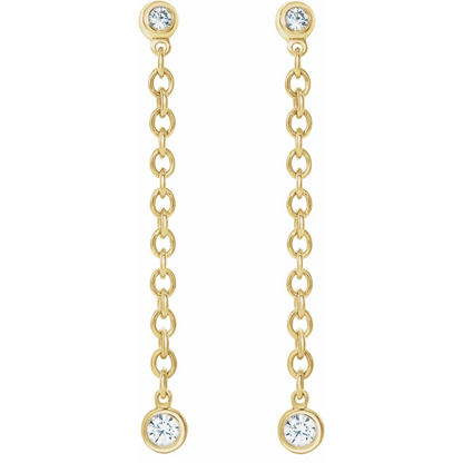 14K Yellow  1/5 CTW Natural Diamond Hinged Hoop Chain Earrings