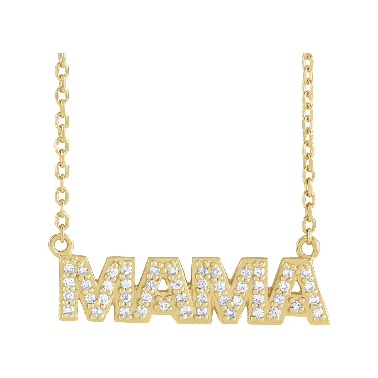 14K Yellow 1/10 Natural Diamond "Mama" 18" Necklace