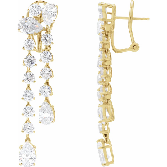 14K Yellow 9 1/2 CTW Lab-Grown Diamond Dangle Earrings