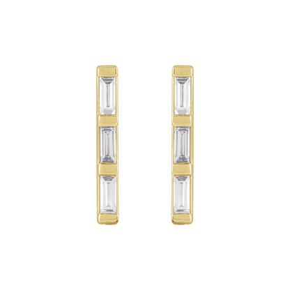 14K Yellow 1/8 CTW Natural Diamond Bar Earrings