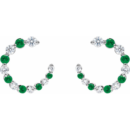 14K White & 1/3 CTW Natural Diamond Hoop Earrings
