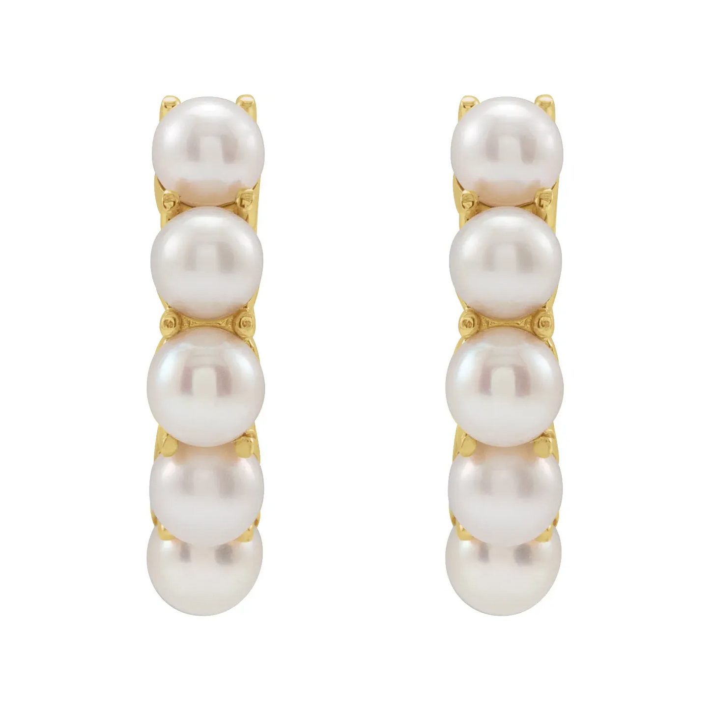 14K Yellow Cultured Freshwater Pearl 14 mm Huggie Hoop Earrings
